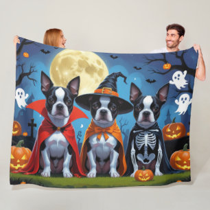 Boston Terrier Honden Pompoen Halloween Grappig Fleece Deken