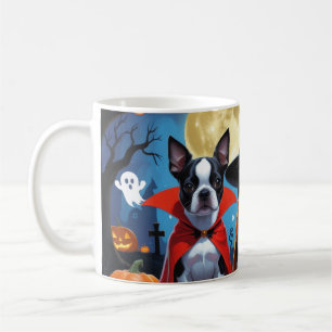 Boston Terrier Honden Pompoen Halloween Grappig Koffiemok
