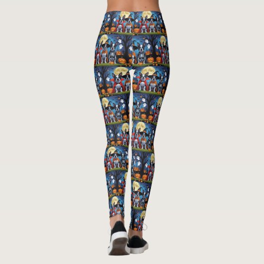 Boston Terrier Honden Pompoen Halloween Grappig Leggings (Achterkant)