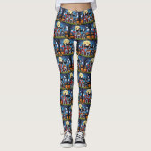 Boston Terrier Honden Pompoen Halloween Grappig Leggings (Voorkant)