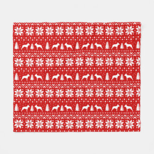 Boston Terrier Honden Silhouetten Kerst Vakantie Fleece Deken