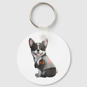 Boston Terrier Ik Hou Mam Tattoo Dog Shirt Moeders Sleutelhanger