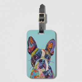 Boston Terrier illustratie Bagagelabel