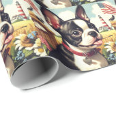 Boston Terrier Illustratie Cadeaupapier (Rol Hoek)