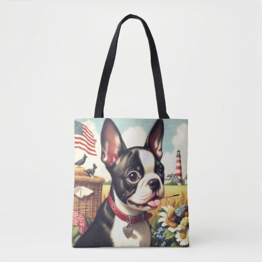  Boston Terrier Illustratie Draagtas (Voorkant)