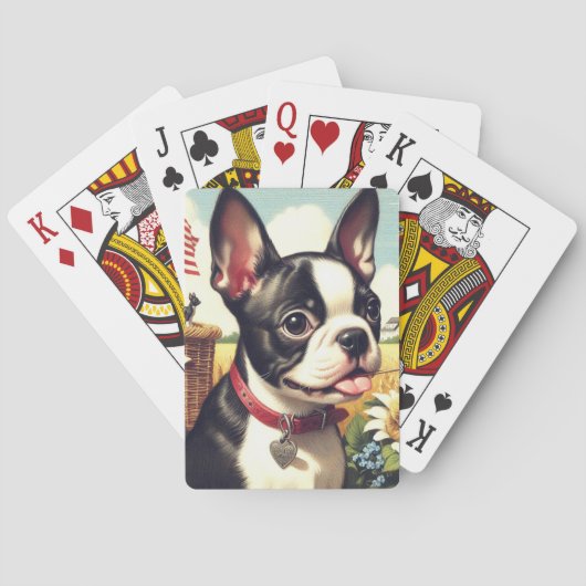  Boston Terrier Illustratie Pokerkaarten (Achterkant)