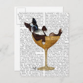 Boston Terrier in Cocktail Glass 2 Briefkaart (Voorkant / Achterkant)