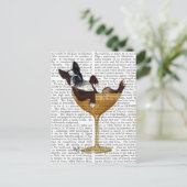 Boston Terrier in Cocktail Glass 2 Briefkaart (Staand voorkant)