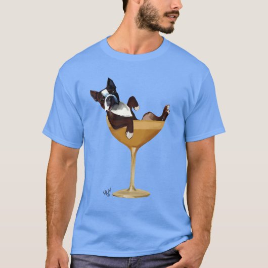 Boston Terrier in Cocktail Glass 2 T-shirt (Voorkant)