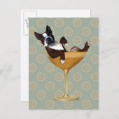 Boston Terrier in Cocktail Glass Briefkaart (Voorkant / Achterkant)