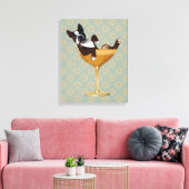 Boston Terrier in Cocktail Glass Canvas Afdruk (Insitu (Woonkamer))