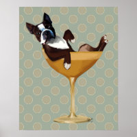 Boston Terrier in Cocktail Glass