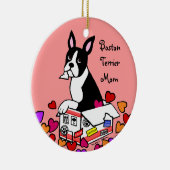 Boston Terrier in de Box Cartoon Keramisch Ornament (Rechts)