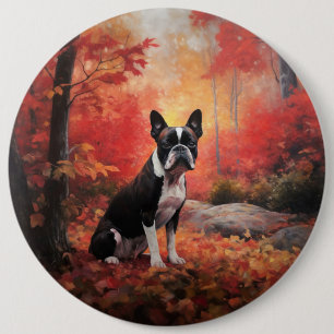 Boston Terrier in de herfst laat Herfst inspireren Ronde Button 6,0 Cm