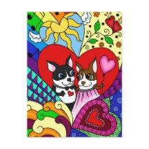 Boston Terrier in Doodle Pattern