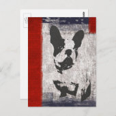Boston Terrier in zwart-wit met rode grens Briefkaart (Voorkant / Achterkant)