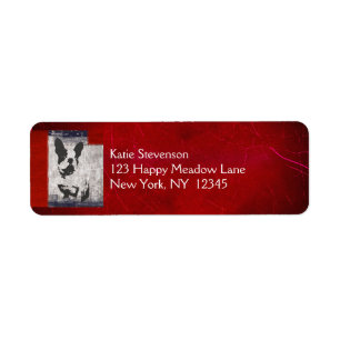 Boston Terrier in zwart-wit met rode rug Etiket