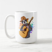 Boston Terrier Jouer Acoustique Guitare Café Mug (Gauche)