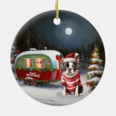 Boston Terrier Karavaan Kerst Avontuur Keramisch Ornament (Achterkant)