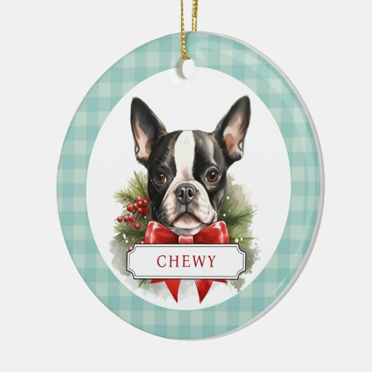 Boston Terrier keramische cirkel Ornament (Links)