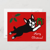 Boston Terrier Kerst 2 Cartoon Feestdagenkaart (Voorkant / Achterkant)