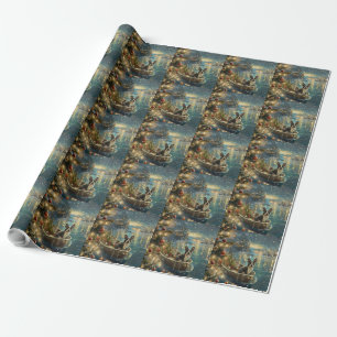 Boston Terrier Kerst Feestelijke Reis Cadeaupapier
