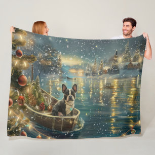 Boston Terrier Kerst Feestelijke Reis Fleece Deken