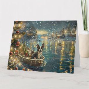 Boston Terrier Kerst Feestelijke Reis Kaart
