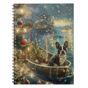Boston Terrier Kerst Feestelijke Reis Notitieboek