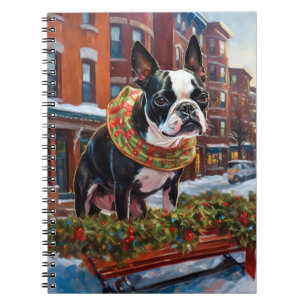 Boston Terrier Kerst Feestseizoen Notitieboek