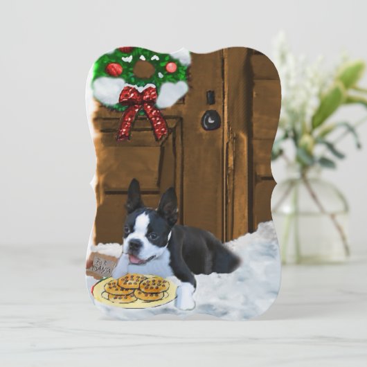 Boston Terrier Kerst Kaarten (Staand voorkant)