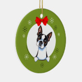 Boston Terrier-kerst Klassic Keramisch Ornament (Rechts)