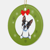 Boston Terrier-kerst Klassic Keramisch Ornament (Links)