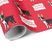 Boston Terrier KerstAntlers Cadeaupapier (Rol Hoek)