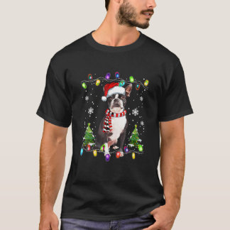 Boston Terrier Kerstboom Hond Santa Gifts Merr T-shirt