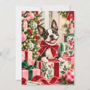 Boston Terrier Kerstcadeau Plat Kaart