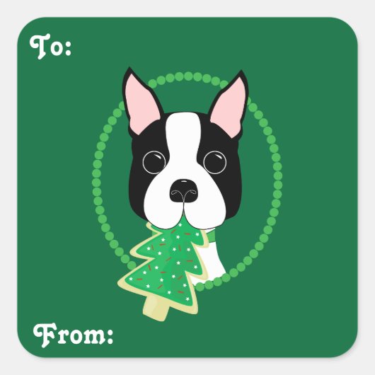 Boston Terrier kerstcadeau Stickers (Voorkant)