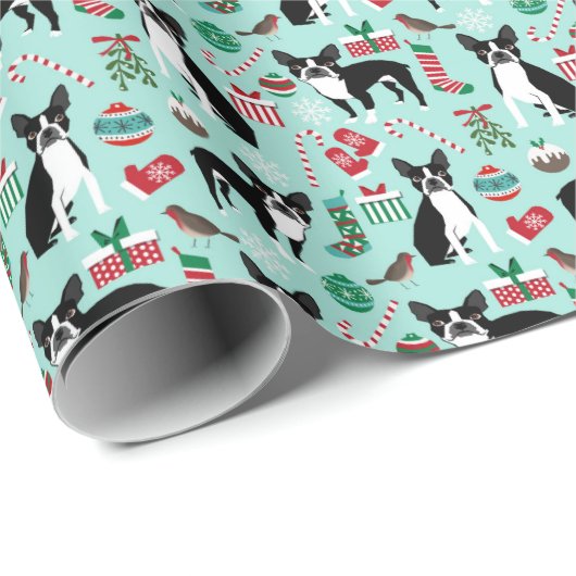 Boston Terrier kerstcadeaurap Cadeaupapier (Rol Hoek)