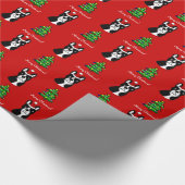 Boston Terrier-kerstCartoon Cadeaupapier (Hoek)