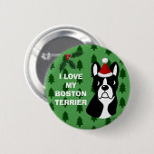Boston Terrier-kerstCartoon Ronde Button 5,7 Cm (Voorkant /achterkant)