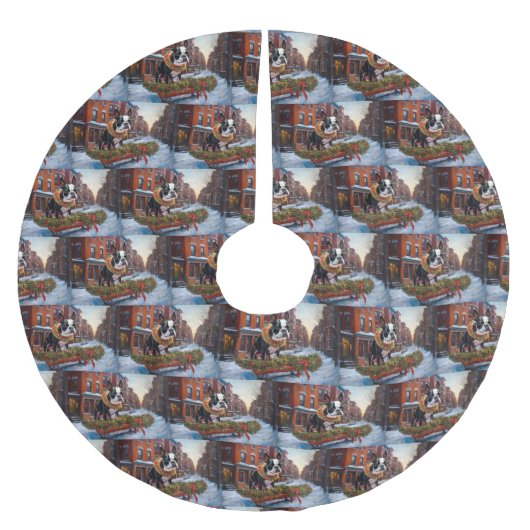 Boston Terrier Kerstfeest Seizoen Kerstboom Rok (Voorkant)