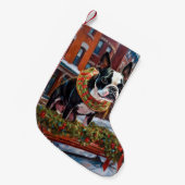Boston Terrier Kerstfeest Seizoen Kleine Kerstsok (Voorkant (Hangend))