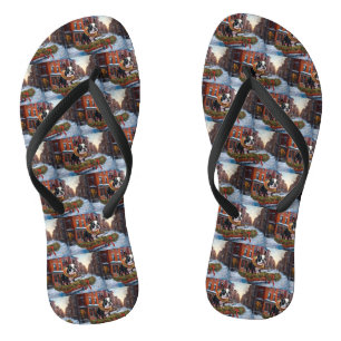 Boston Terrier Kerstfeest Seizoen Teenslippers
