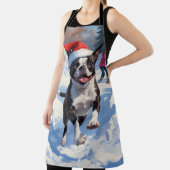 Boston Terrier Kerstfeest Sneeuwscène Schort (Insitu)