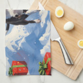 Boston Terrier Kerstfeest Sneeuwscène Theedoek (Quarter Fold)