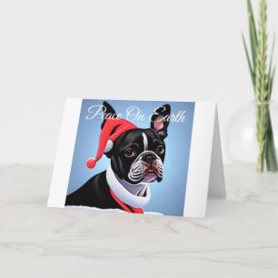 Boston Terrier Kerstfeestay Card Feestdagen Kaart