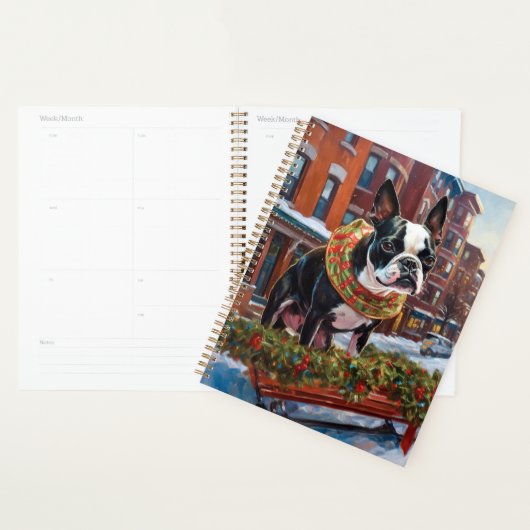 Boston Terrier Kerstfeestijd Planner (Display)
