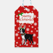 Boston Terrier Kerstgewei Cadeaulabel (Voorkant)