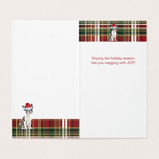 Boston Terrier Kersthond Vakantie Plaid Kaart (Binnenkant ongevouwen)