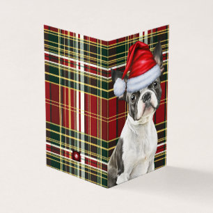 Boston Terrier Kersthond Vakantie Plaid Kaart